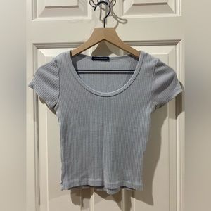 BRANDY MELVILLE Baby Blue Scoop Neck Crop Top